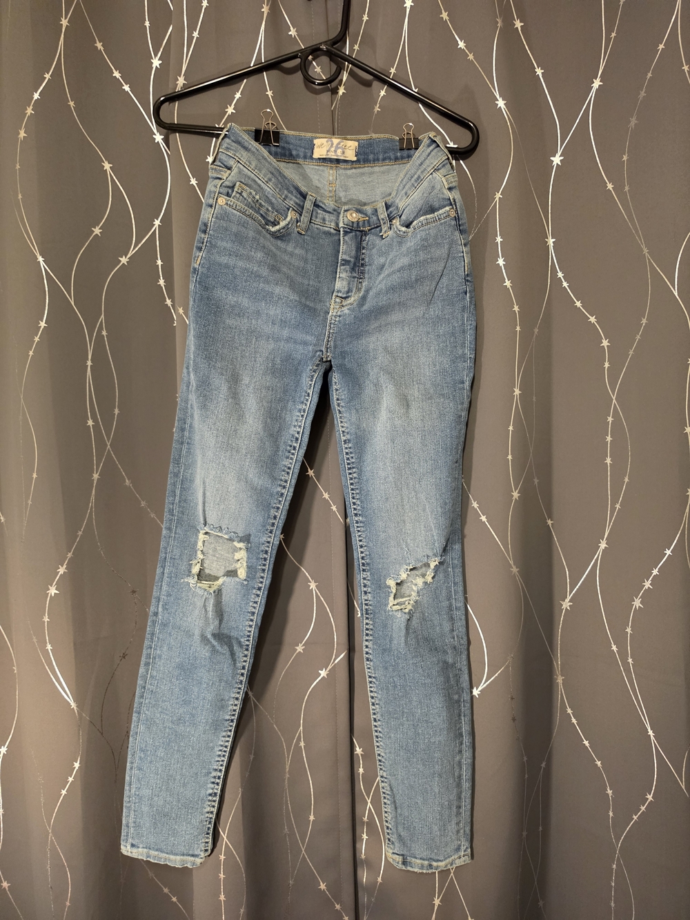 We The Free Washed Blue Skinny Distressed Jeans
